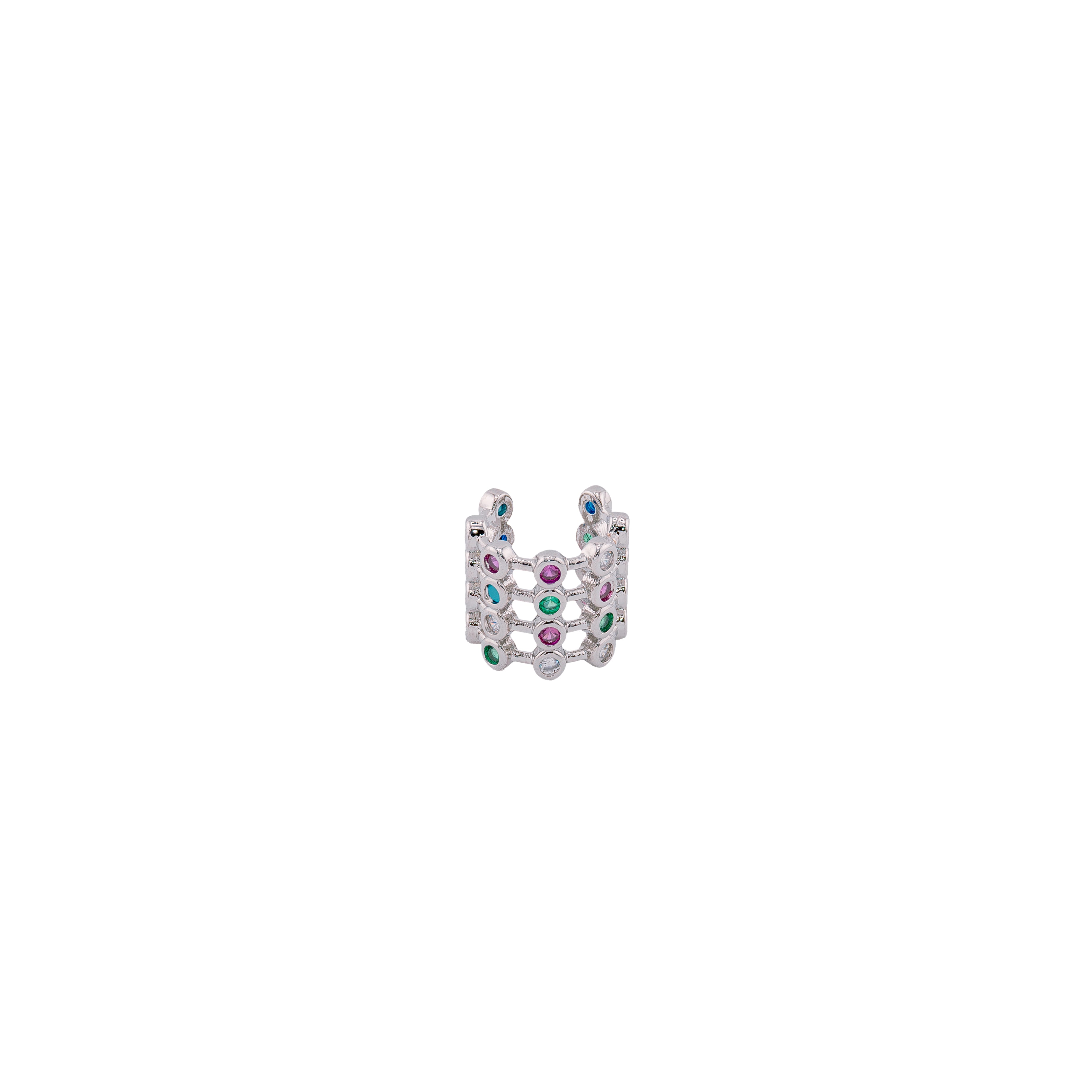 Ear Cuff Rainbow Silver