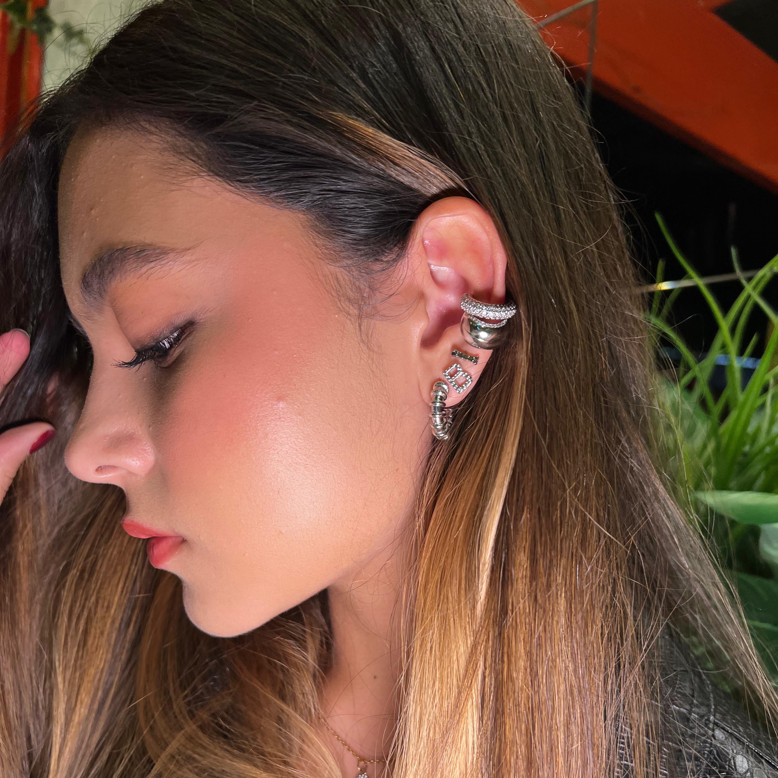 Ear Cuff  silver Disco