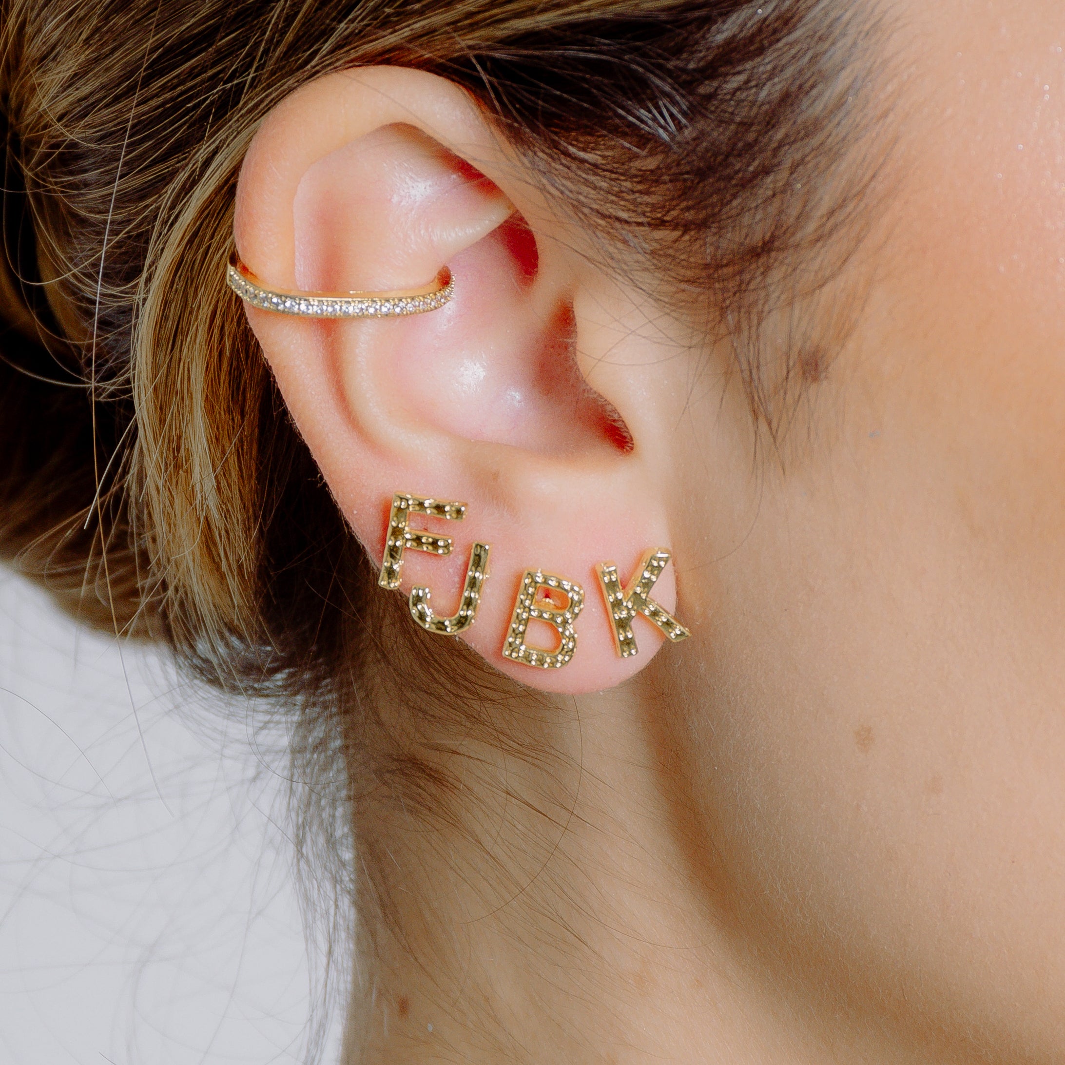 Gold initial earrings